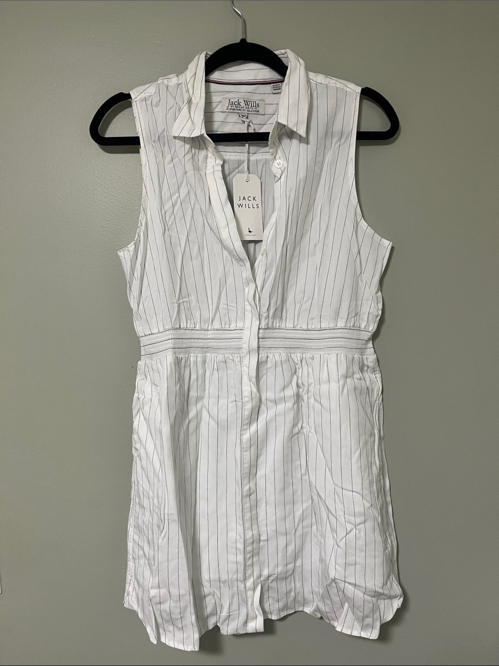 Jack Wills White Sleeveless Pinstripe Mini Dress